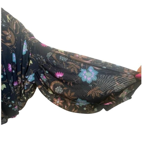 FREE PEOPLE BLOUSON WILDFLOWER HONEY SZ XS RUCHING RUFFLING SLEEVES AESTHETIC - Picture 8 of 16